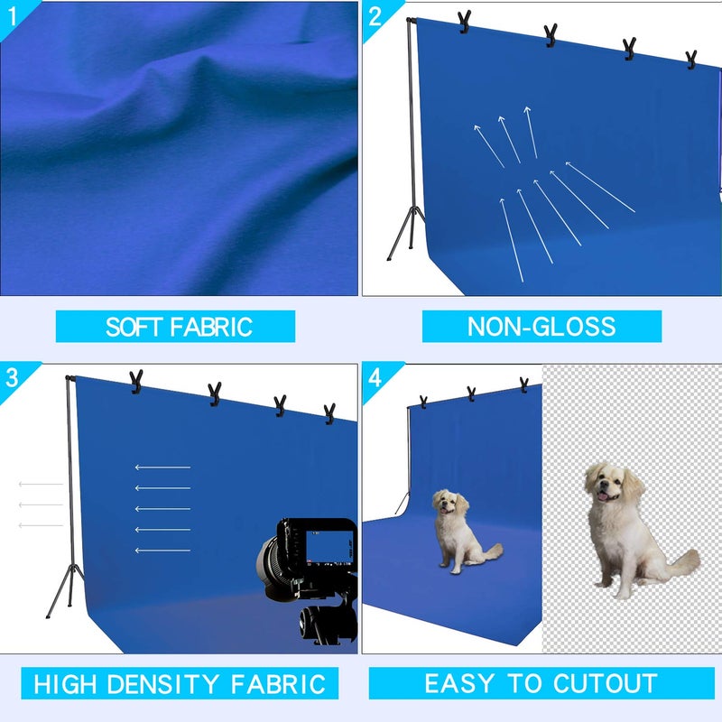 ISSUNTEX 9X15 ft Background Polester Backdrop, Photo Studio, Collapsible High Density Screen for Video Photography and Television-Blue - Image 2